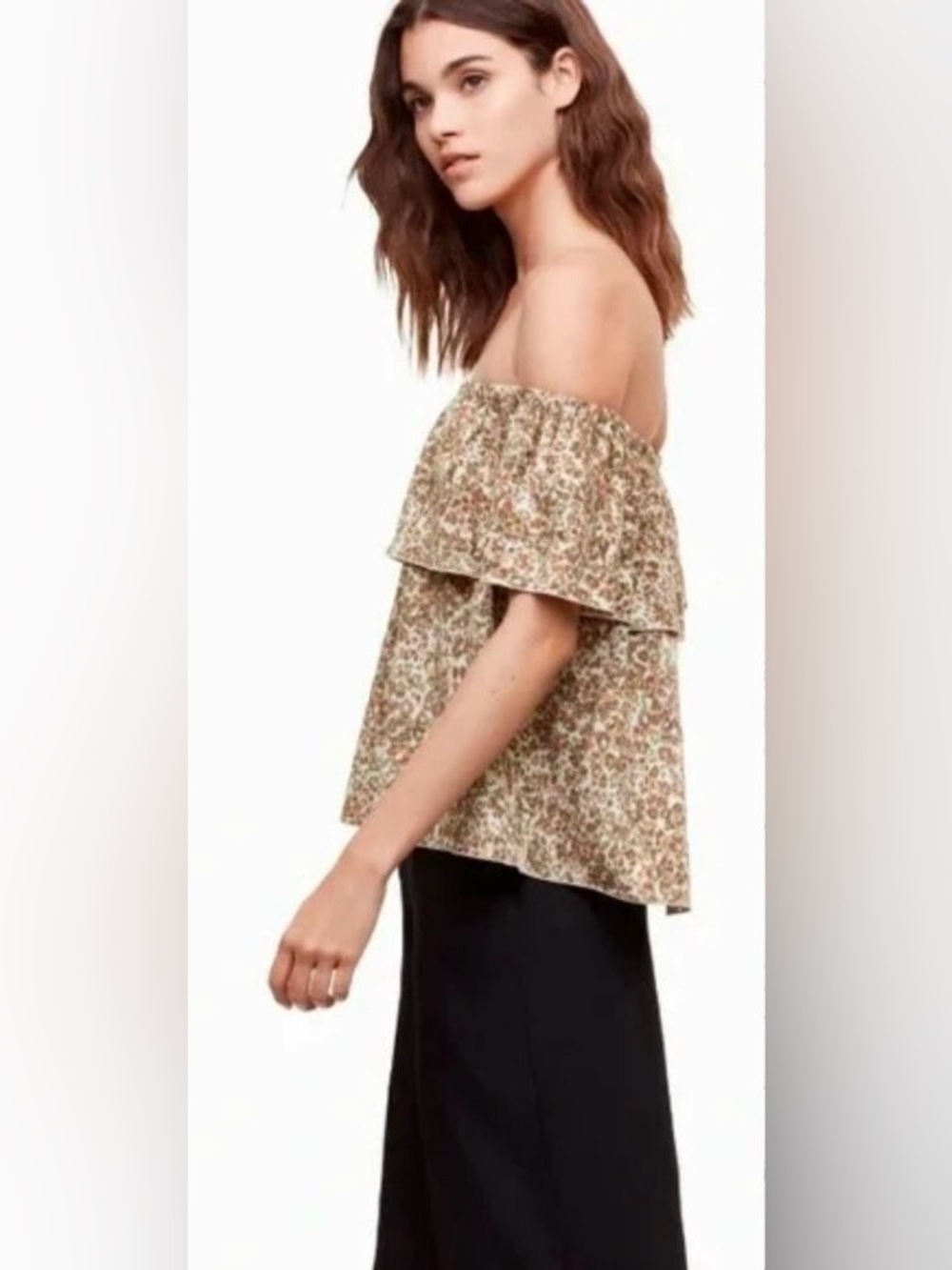 Aritzia Wilfred Leopard Print Promener Off The Shoulder Blouse Size Medium - Picture 2 of 11